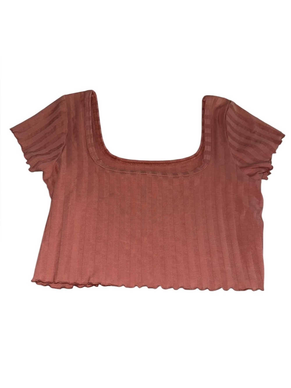 aerie Rust Ribbed Square-Neck Crop Top